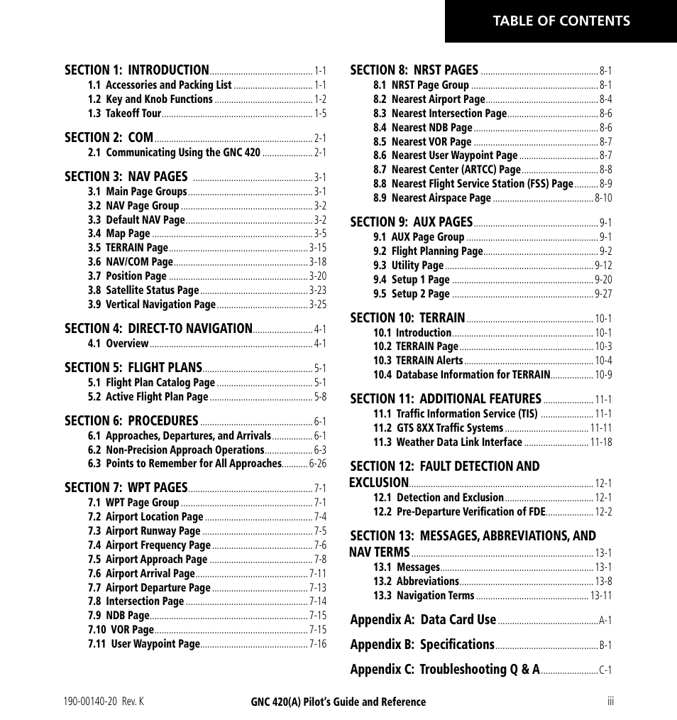 Garmin GNC 420 User Manual | Page 5 / 258