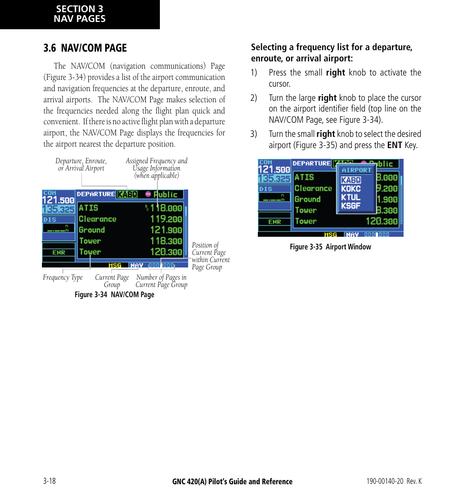 6 nav/com page | Garmin GNC 420 User Manual | Page 52 / 258