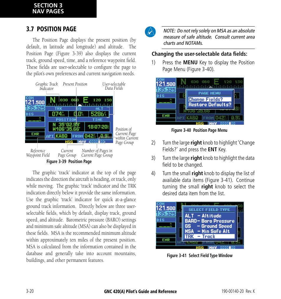 7 position page | Garmin GNC 420 User Manual | Page 54 / 258