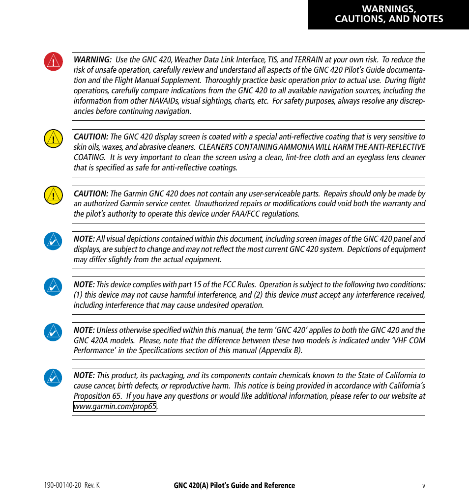 Garmin GNC 420 User Manual | Page 7 / 258