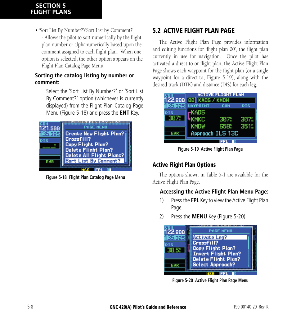 2 active flight plan page | Garmin GNC 420 User Manual | Page 76 / 258