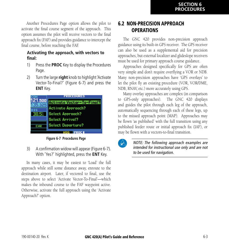 2 non-precision approach operations, 2 non-precision approach operations -3 | Garmin GNC 420 User Manual | Page 87 / 258