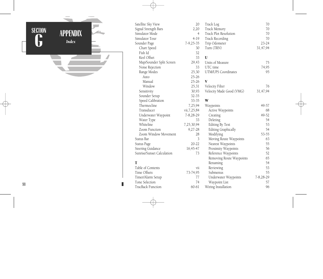 Appendix | Garmin GPSMAP 135 Sounder User Manual | Page 108 / 109