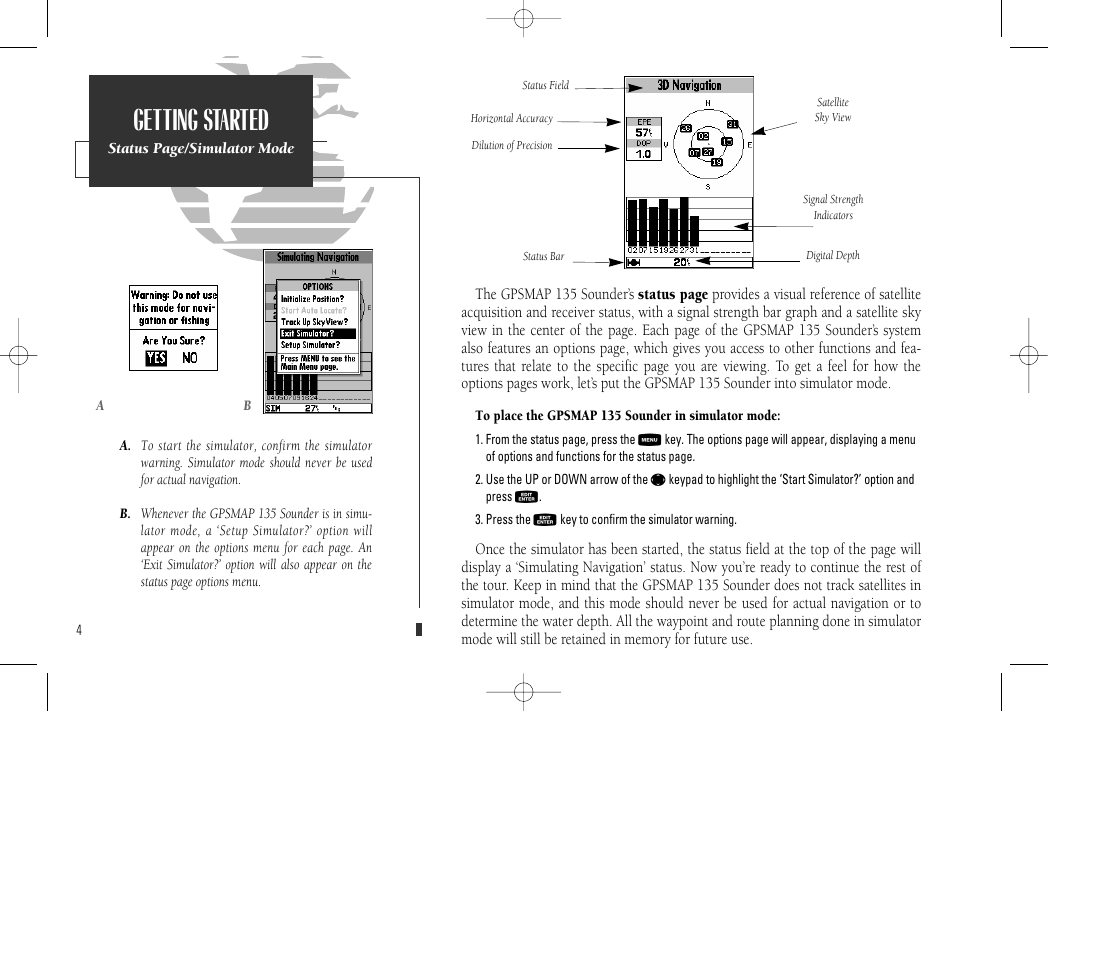 Getting started | Garmin GPSMAP 135 Sounder User Manual | Page 14 / 109