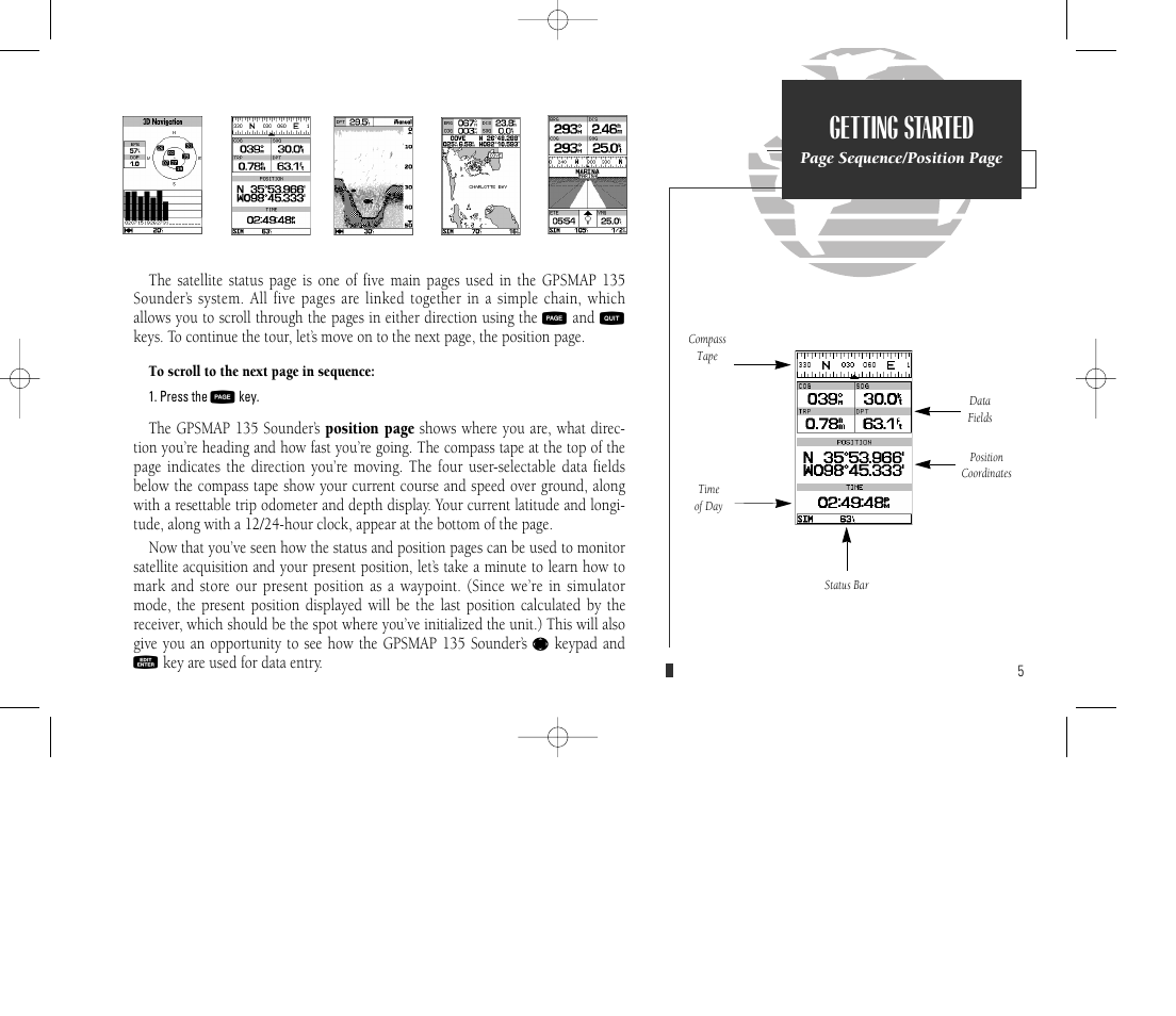 Getting started | Garmin GPSMAP 135 Sounder User Manual | Page 15 / 109