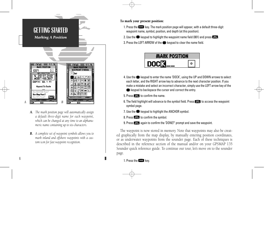 Getting started | Garmin GPSMAP 135 Sounder User Manual | Page 16 / 109