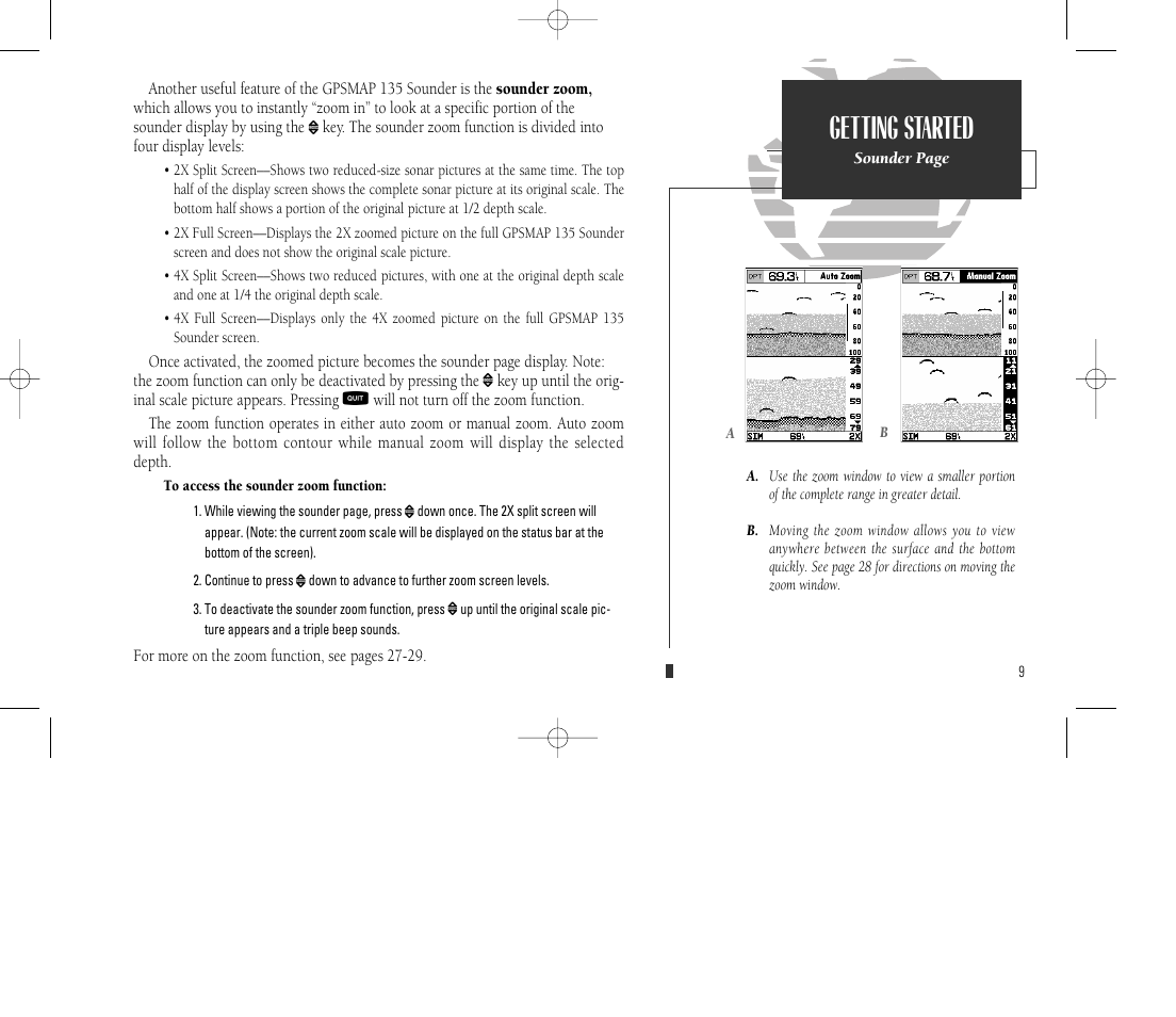 Getting started | Garmin GPSMAP 135 Sounder User Manual | Page 19 / 109