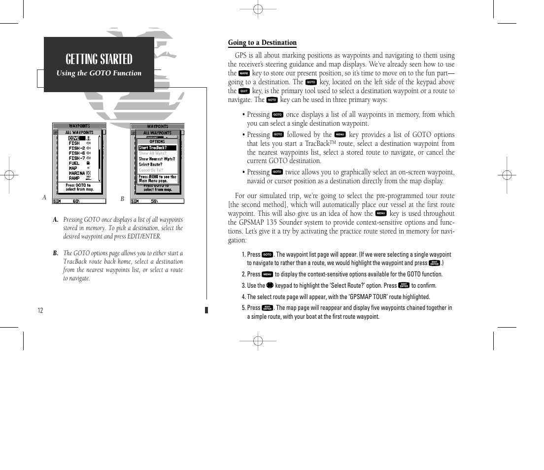 Getting started | Garmin GPSMAP 135 Sounder User Manual | Page 22 / 109