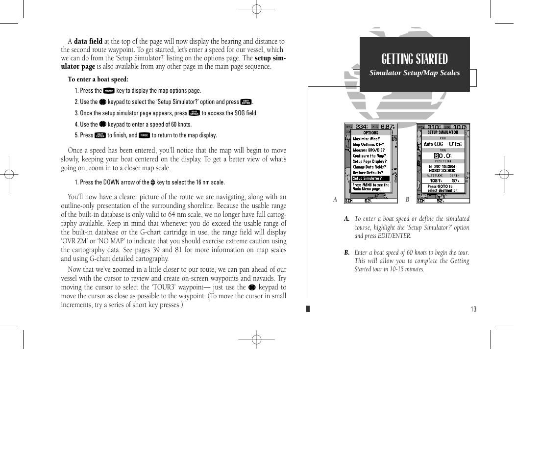 Getting started | Garmin GPSMAP 135 Sounder User Manual | Page 23 / 109