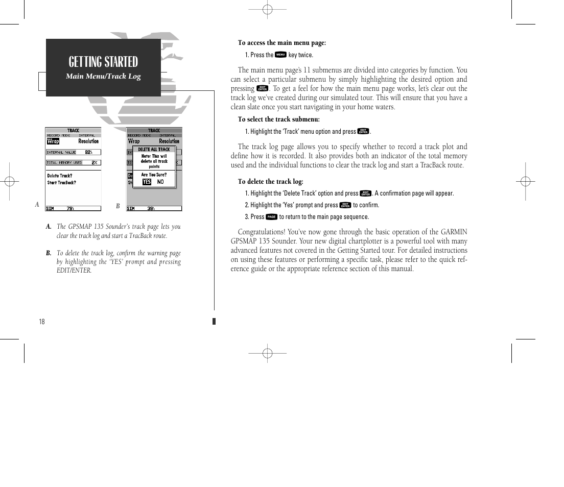 Getting started | Garmin GPSMAP 135 Sounder User Manual | Page 28 / 109