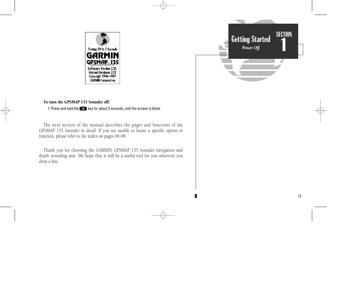 Getting started | Garmin GPSMAP 135 Sounder User Manual | Page 29 / 109