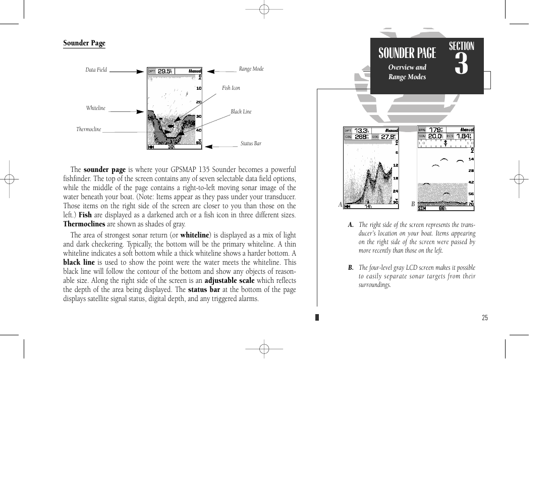 Sounder page | Garmin GPSMAP 135 Sounder User Manual | Page 35 / 109