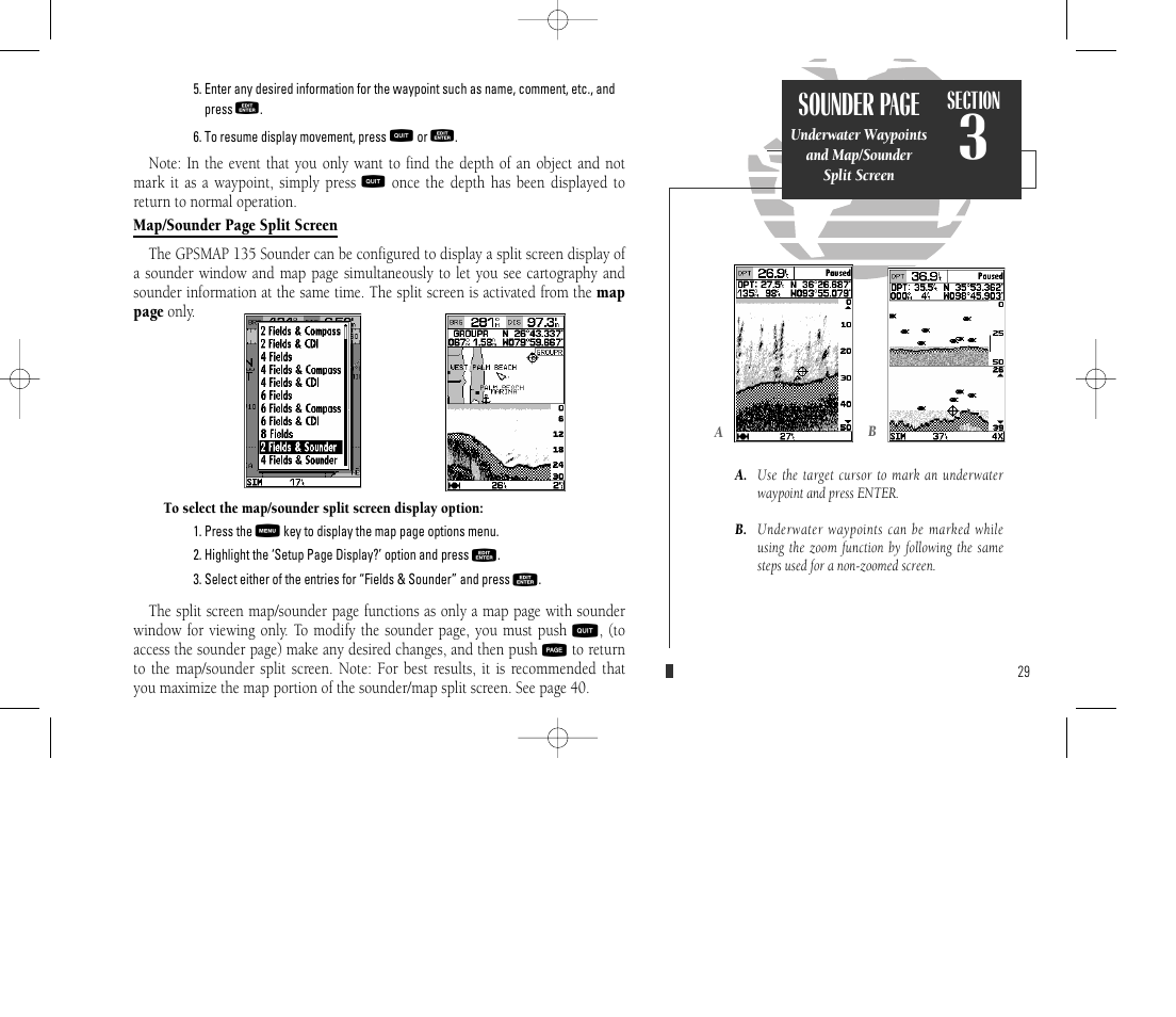 Sounder page | Garmin GPSMAP 135 Sounder User Manual | Page 39 / 109