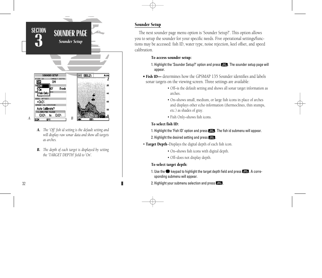 Sounder page | Garmin GPSMAP 135 Sounder User Manual | Page 42 / 109