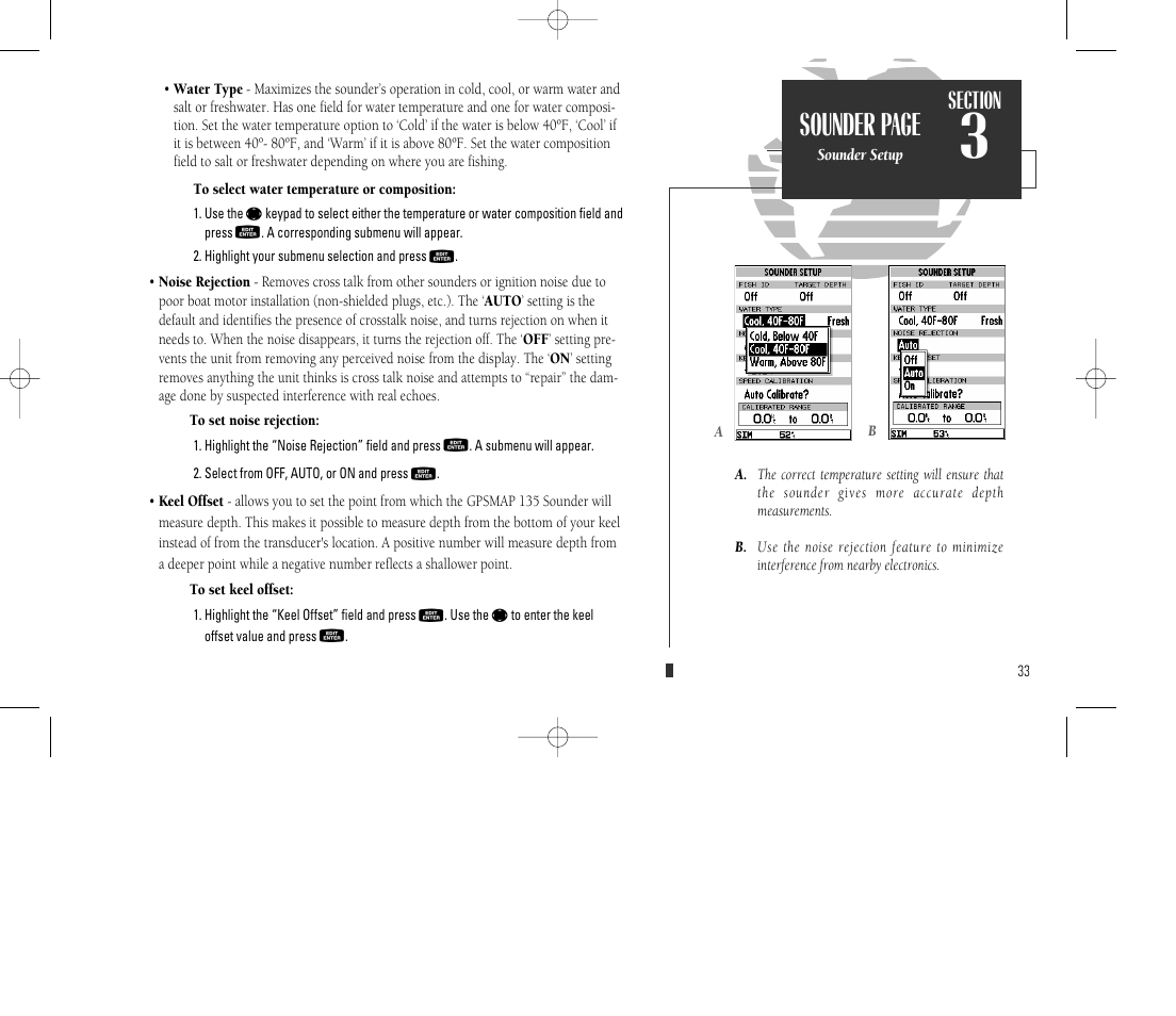 Sounder page | Garmin GPSMAP 135 Sounder User Manual | Page 43 / 109