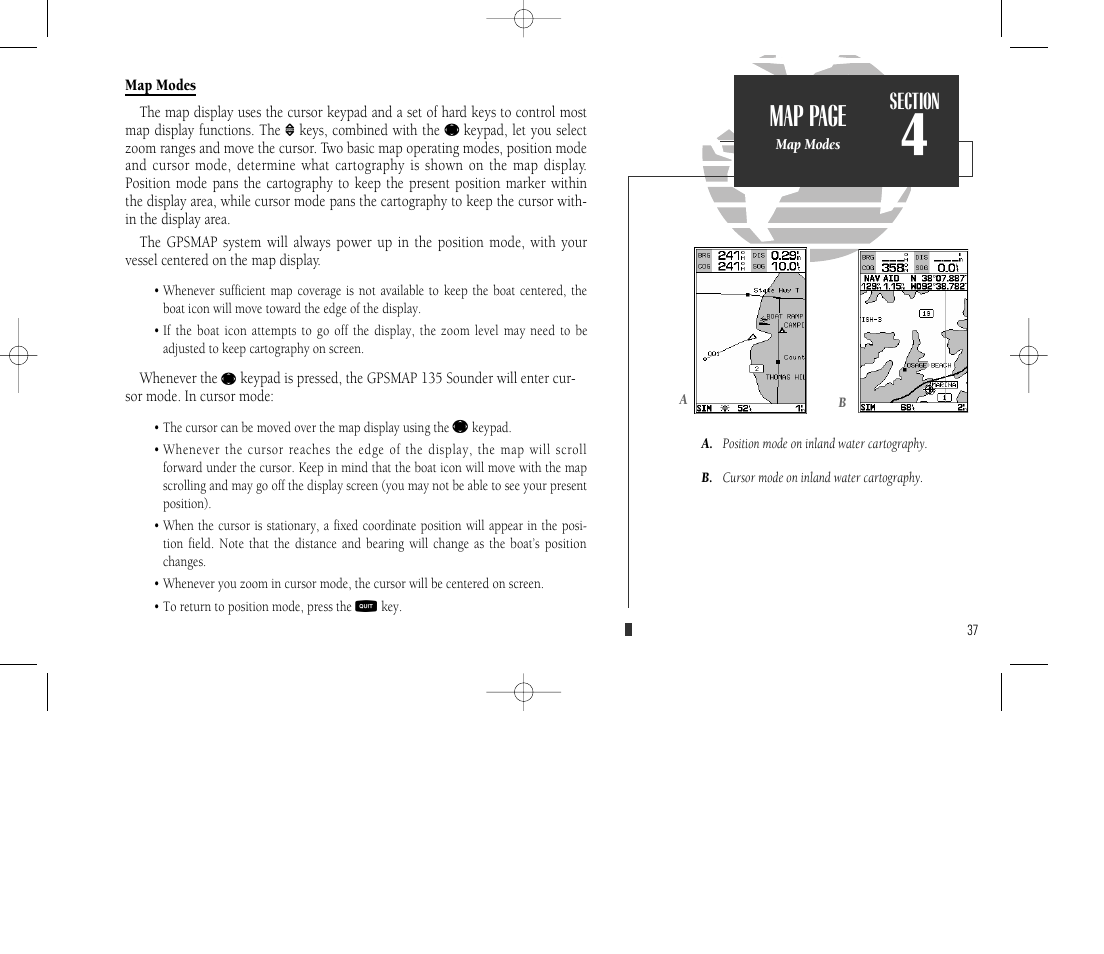Map page | Garmin GPSMAP 135 Sounder User Manual | Page 47 / 109
