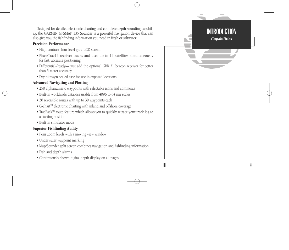 Introduction | Garmin GPSMAP 135 Sounder User Manual | Page 5 / 109