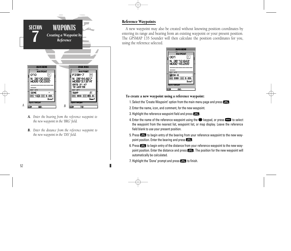 Waypoints | Garmin GPSMAP 135 Sounder User Manual | Page 62 / 109