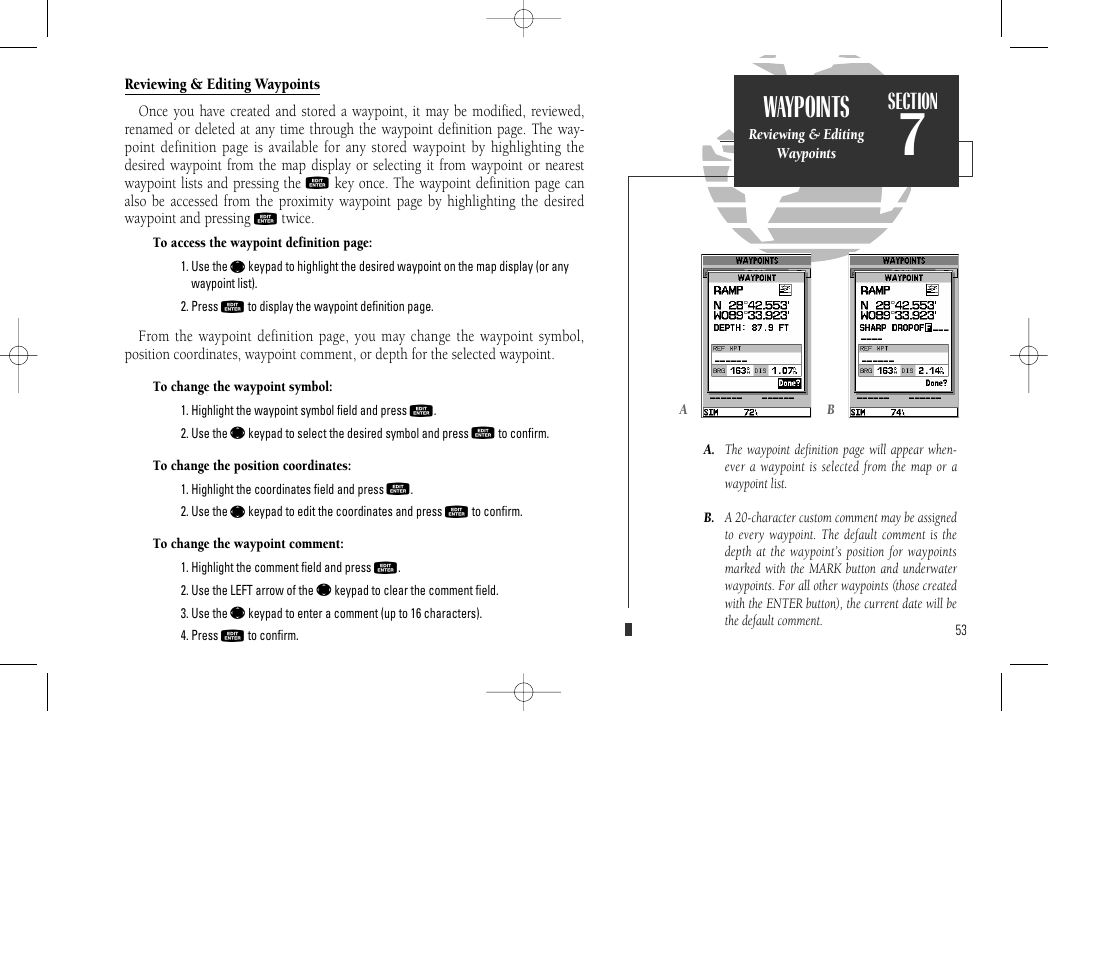 Waypoints | Garmin GPSMAP 135 Sounder User Manual | Page 63 / 109