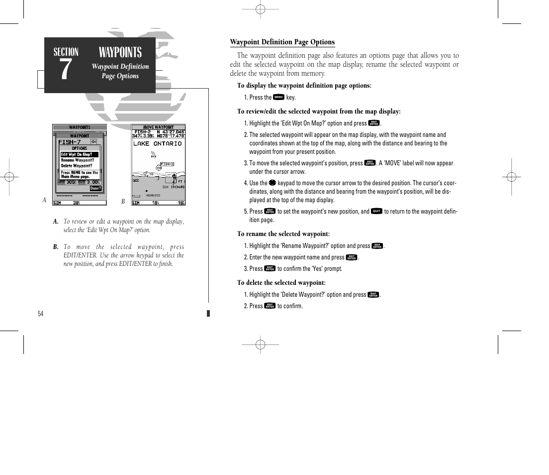 Waypoints | Garmin GPSMAP 135 Sounder User Manual | Page 64 / 109