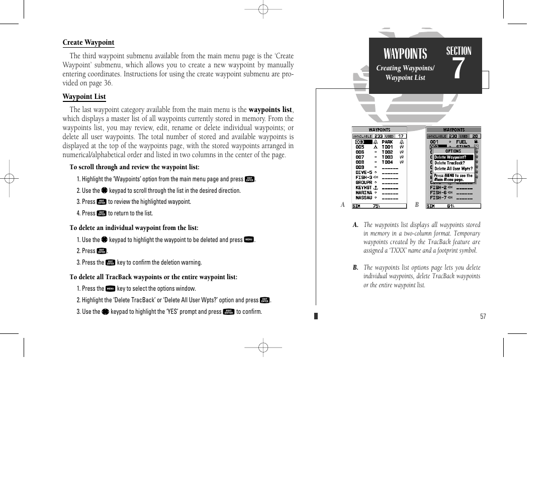 Waypoints | Garmin GPSMAP 135 Sounder User Manual | Page 67 / 109