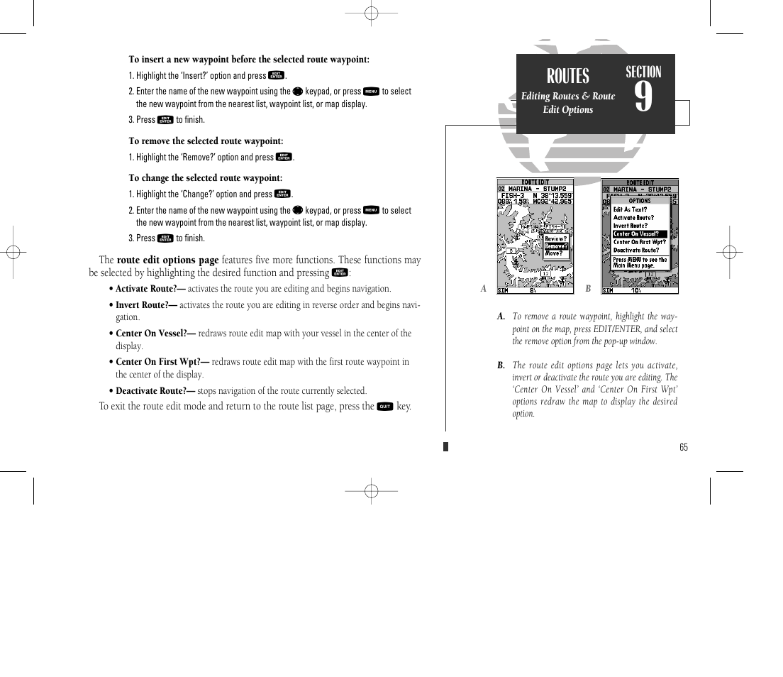 Routes | Garmin GPSMAP 135 Sounder User Manual | Page 75 / 109