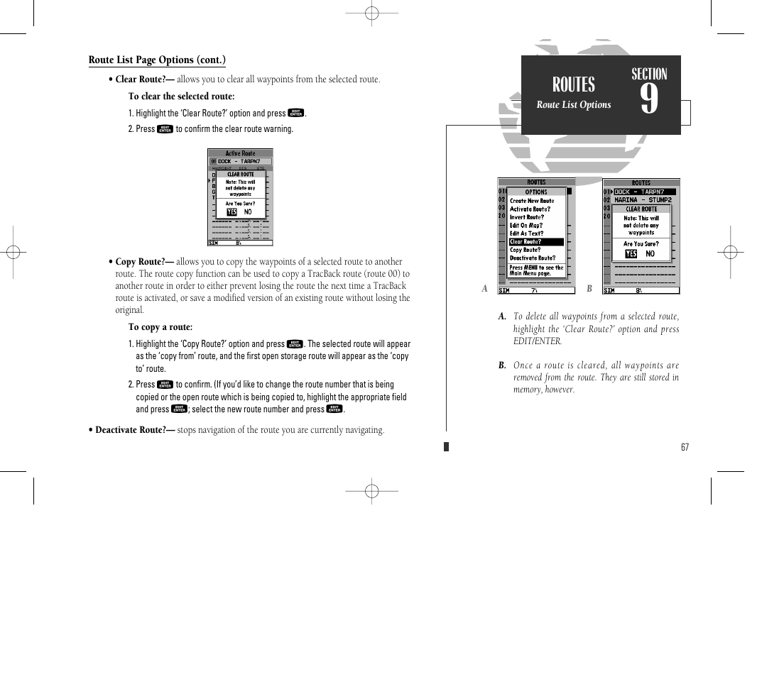 Routes | Garmin GPSMAP 135 Sounder User Manual | Page 77 / 109