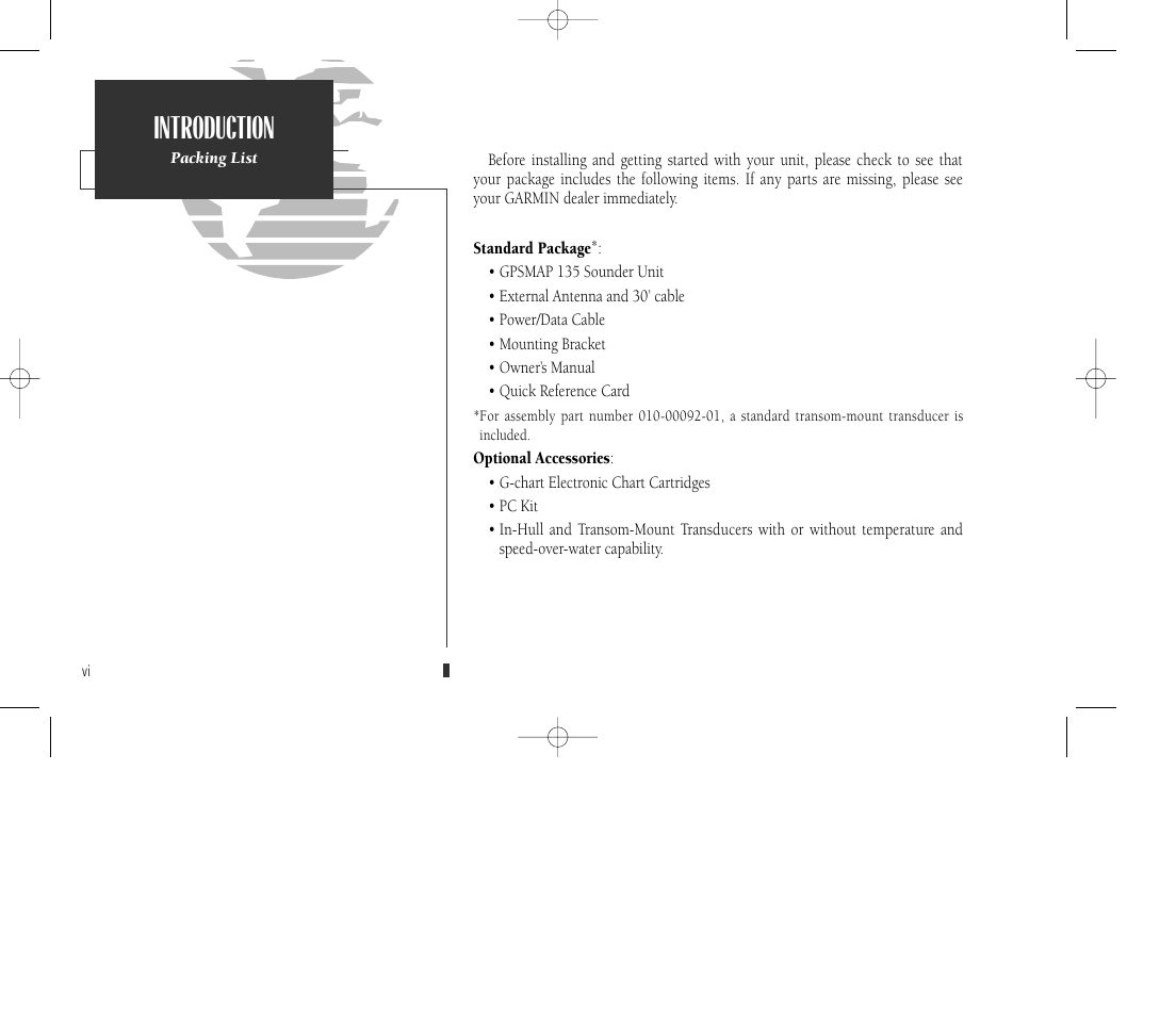 Introduction | Garmin GPSMAP 135 Sounder User Manual | Page 8 / 109