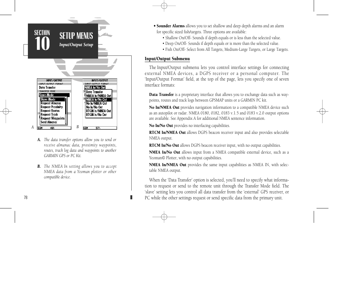 Setup menus | Garmin GPSMAP 135 Sounder User Manual | Page 88 / 109