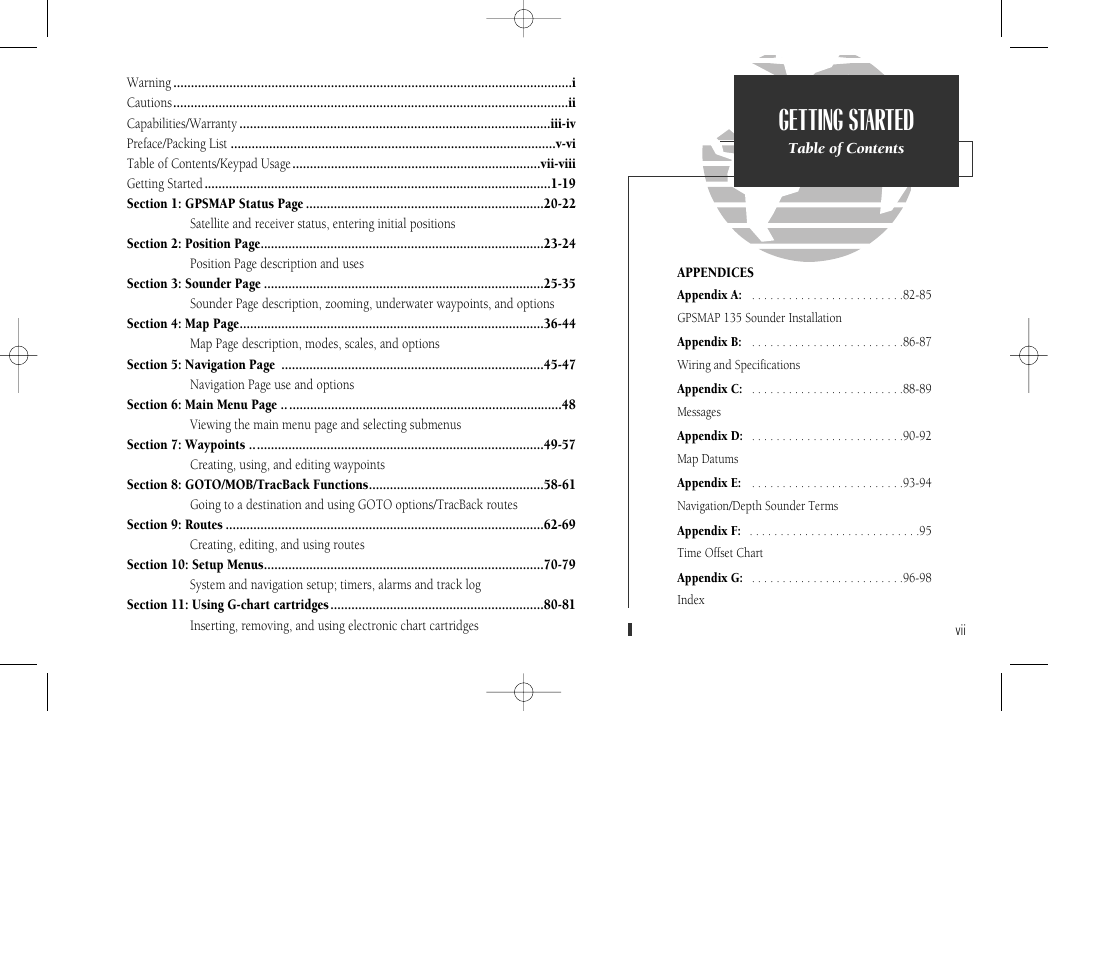 Getting started | Garmin GPSMAP 135 Sounder User Manual | Page 9 / 109