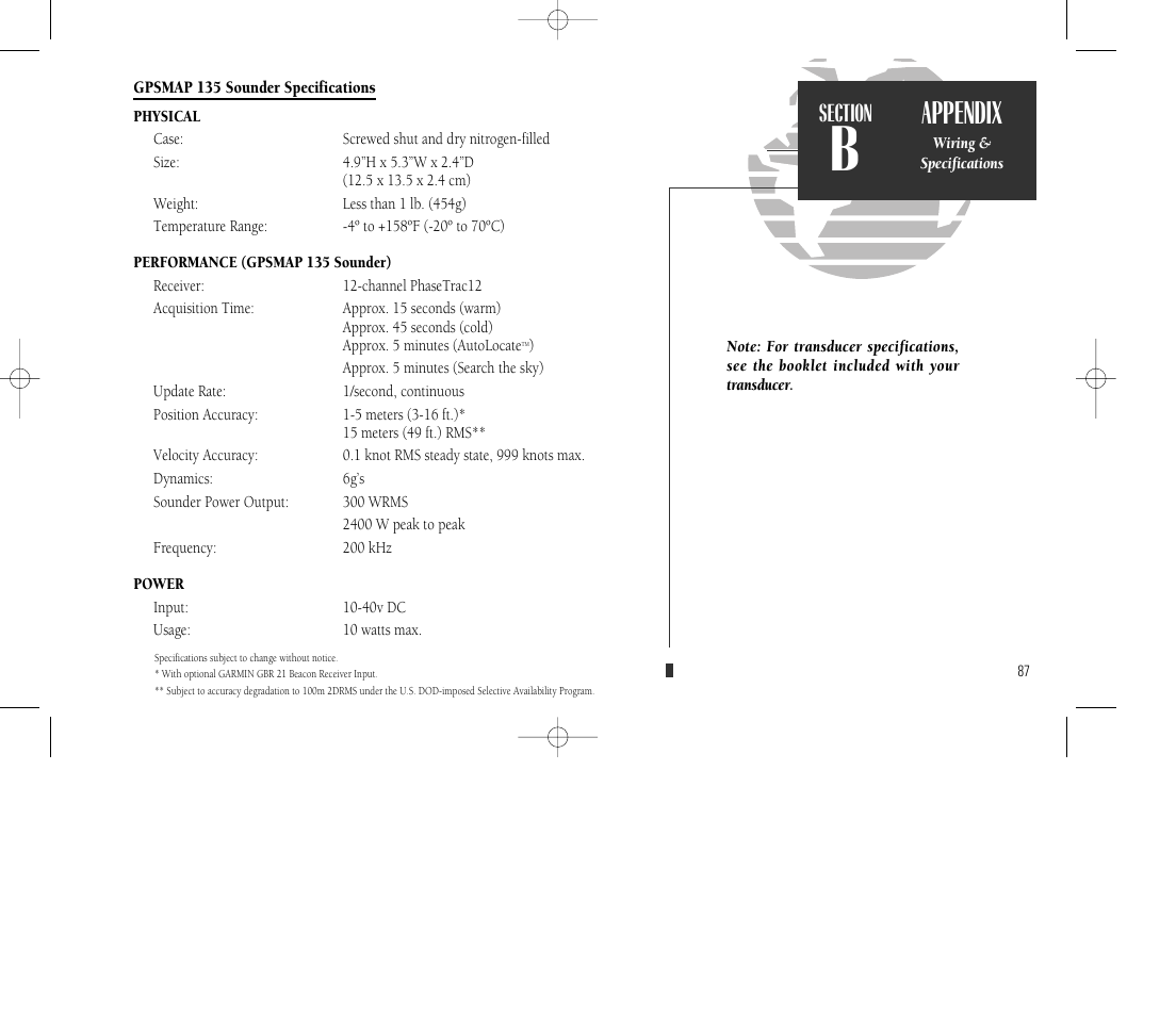 Appendix | Garmin GPSMAP 135 Sounder User Manual | Page 97 / 109