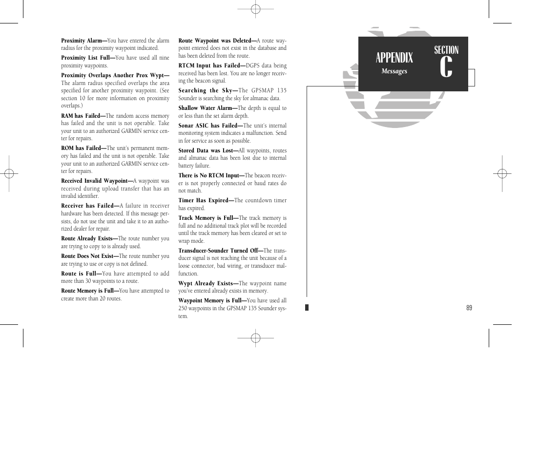 Appendix | Garmin GPSMAP 135 Sounder User Manual | Page 99 / 109