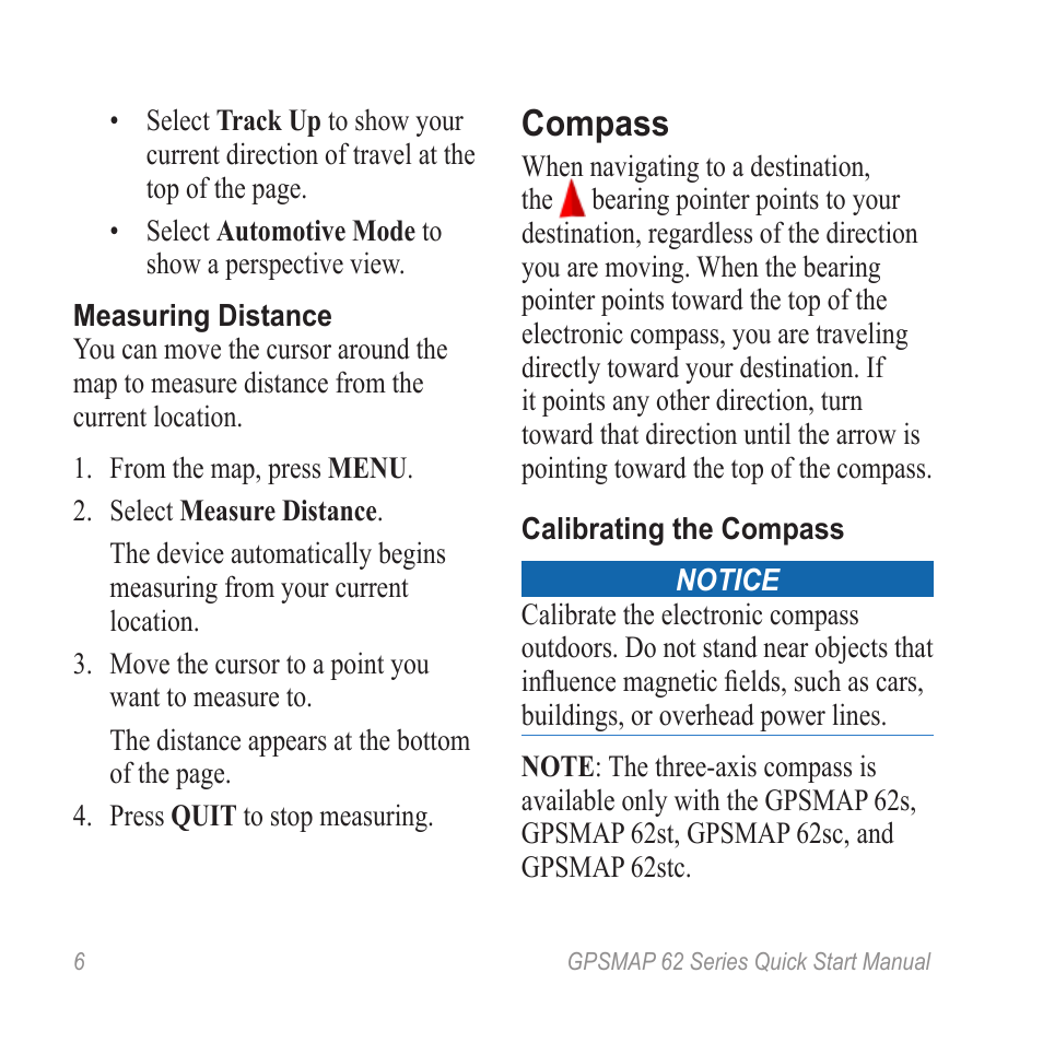 Compass | Garmin GPSMAP 62stc User Manual | Page 6 / 12