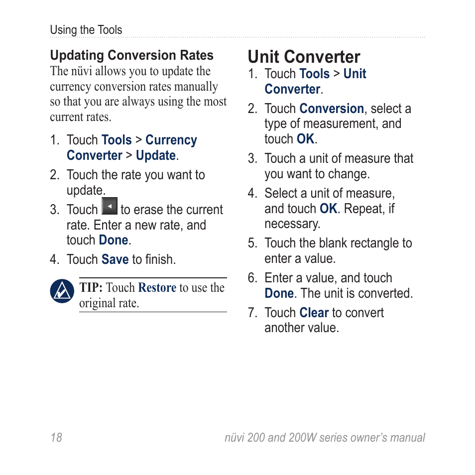 Unit converter | Garmin nuvi 270 User Manual | Page 24 / 50