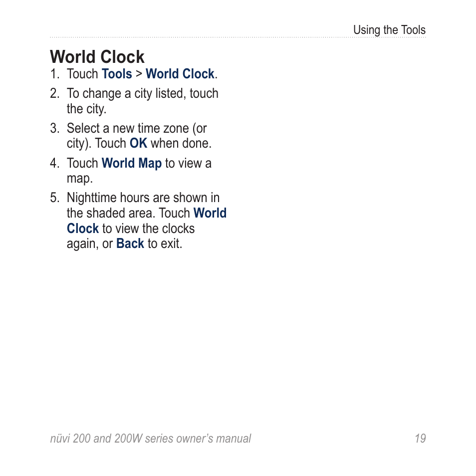 World clock | Garmin nuvi 270 User Manual | Page 25 / 50