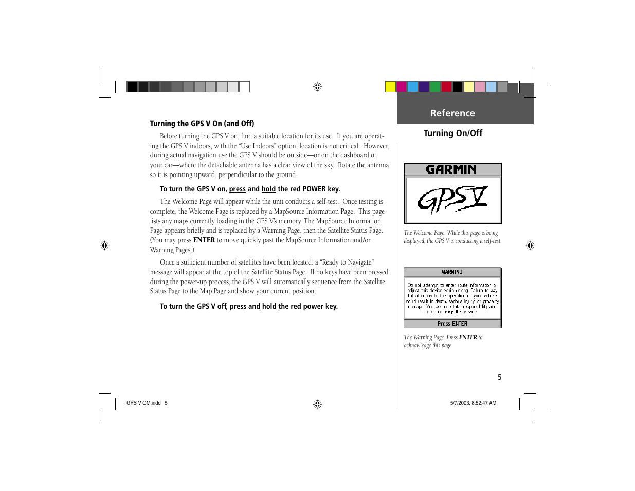 Garmin GPS V User Manual | Page 15 / 91