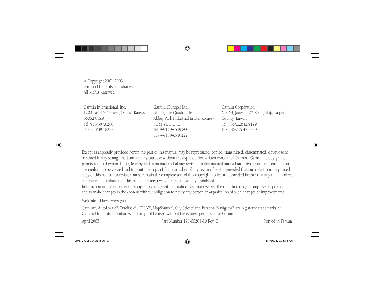 Garmin GPS V User Manual | Page 2 / 91