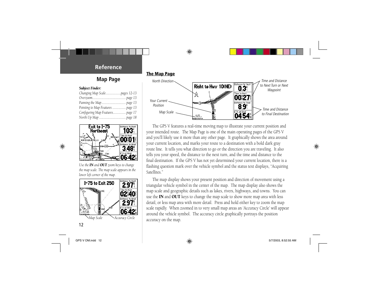 Reference map page | Garmin GPS V User Manual | Page 22 / 91