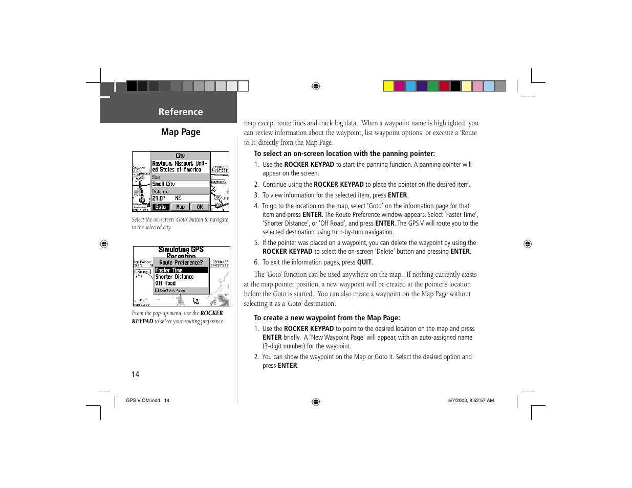 Reference map page | Garmin GPS V User Manual | Page 24 / 91