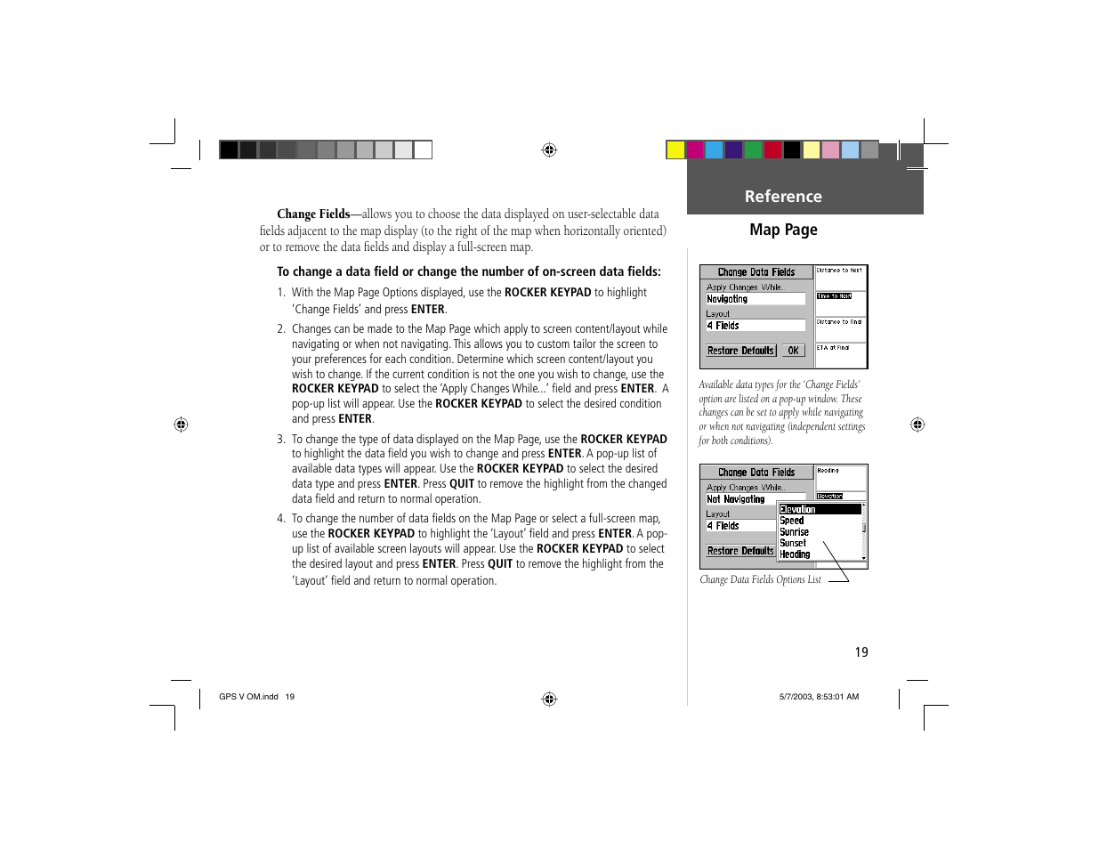 Reference map page | Garmin GPS V User Manual | Page 29 / 91