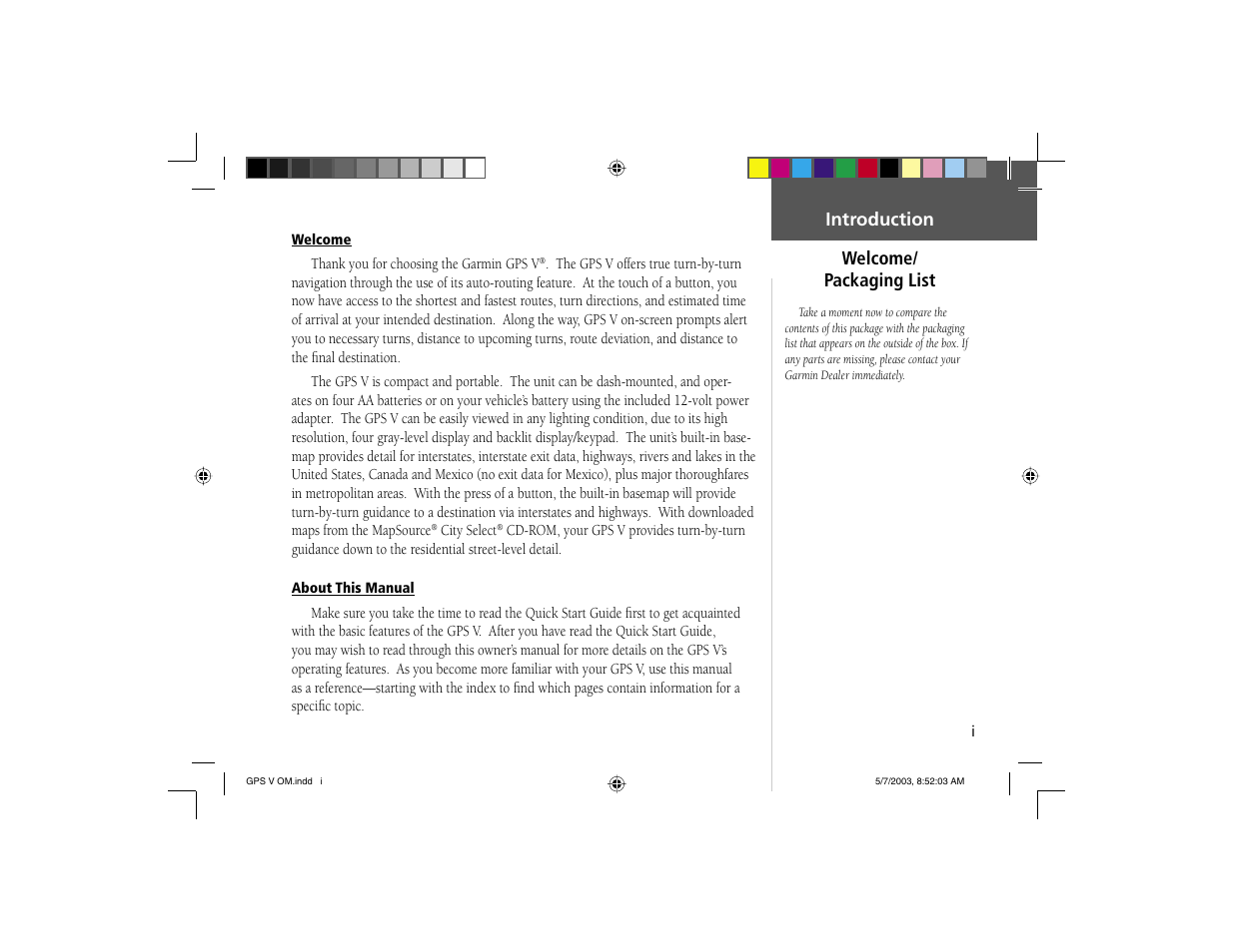 Garmin GPS V User Manual | Page 3 / 91