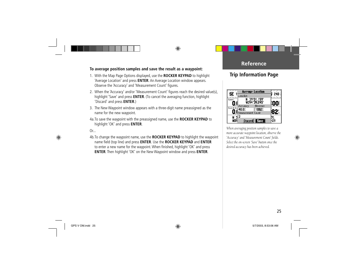 Reference trip information page | Garmin GPS V User Manual | Page 35 / 91