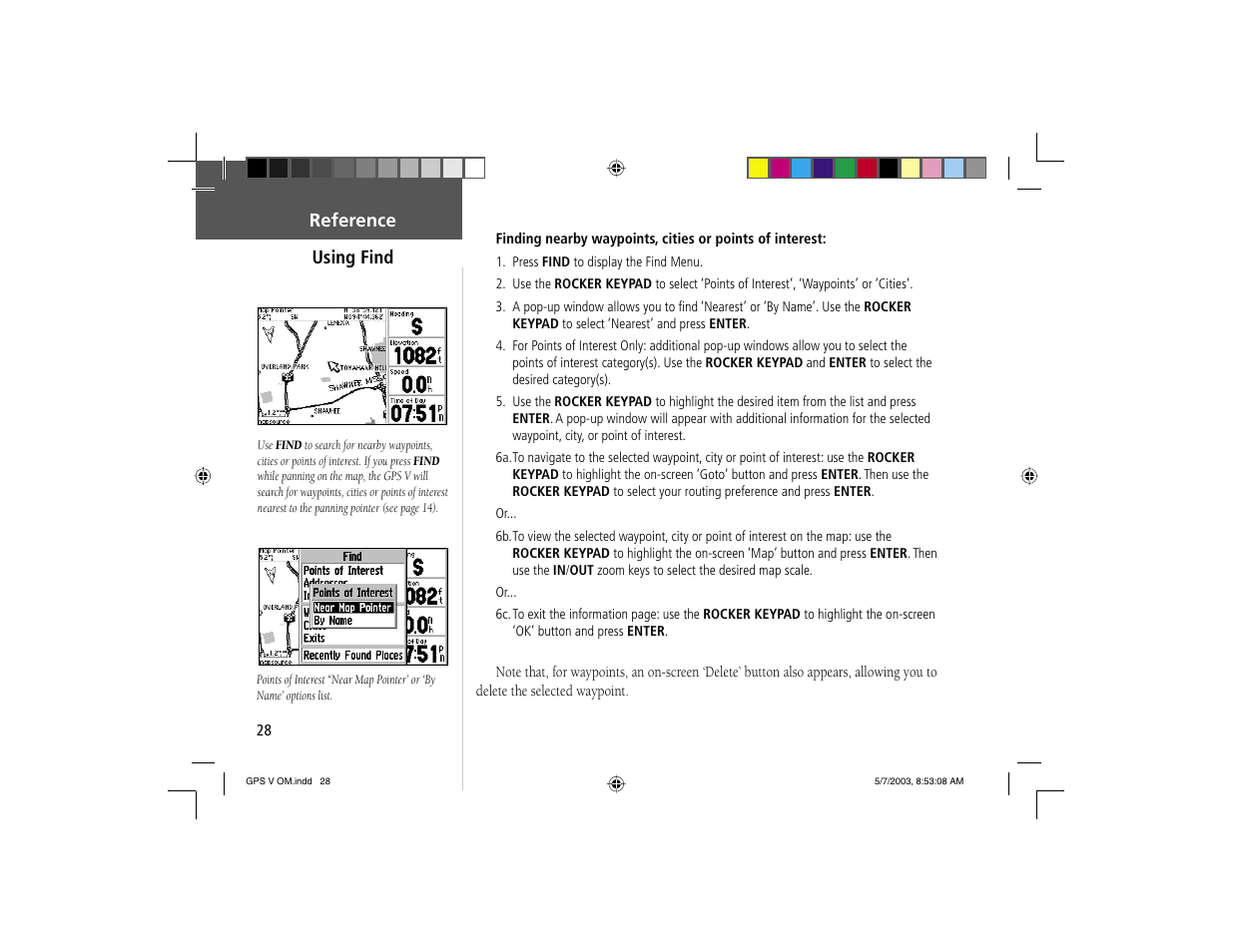 Reference using find | Garmin GPS V User Manual | Page 38 / 91