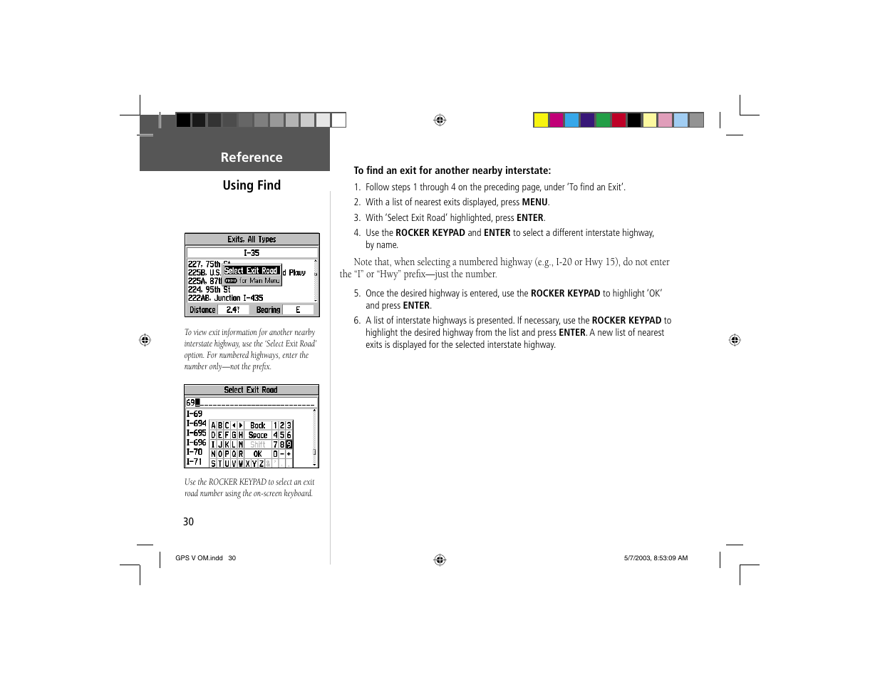 Reference using find | Garmin GPS V User Manual | Page 40 / 91