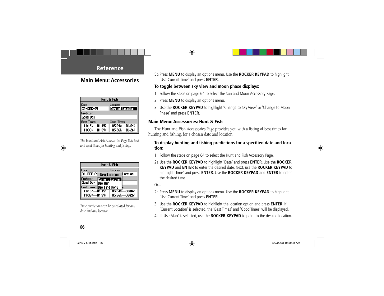 Main menu: accessories, Reference | Garmin GPS V User Manual | Page 76 / 91