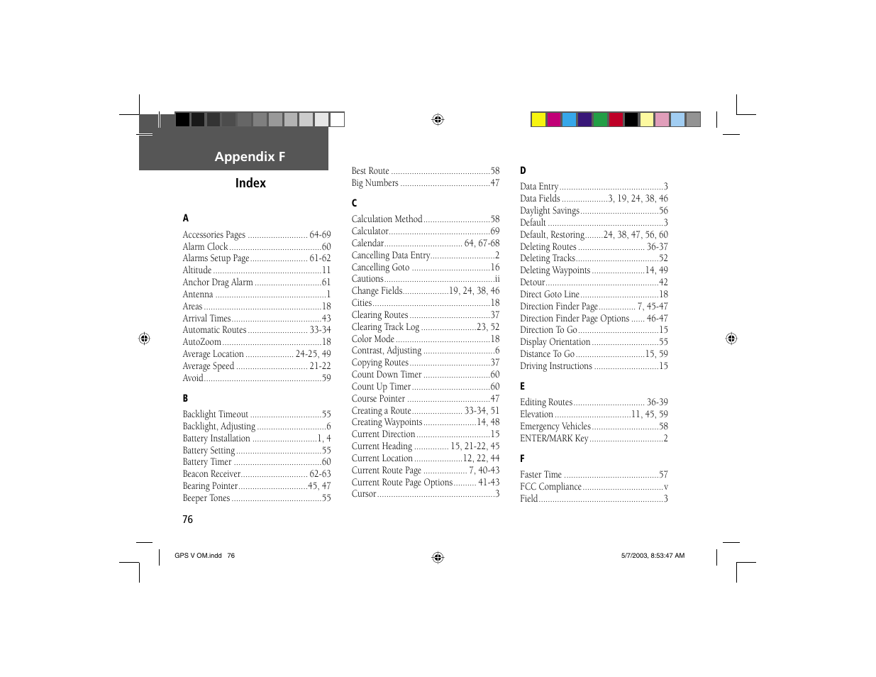 Garmin GPS V User Manual | Page 86 / 91