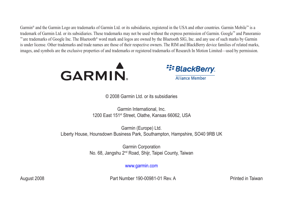 Garmin Mobile for BlackBerry User Manual | Page 12 / 12