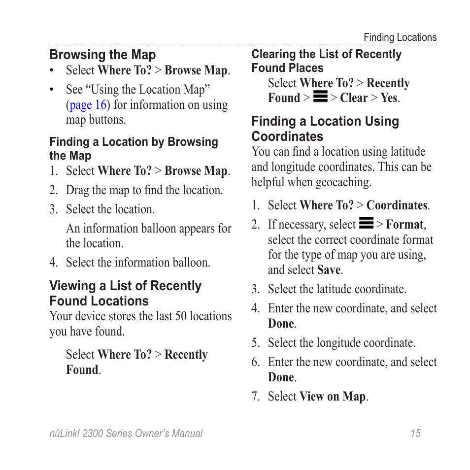 Using coordinates | Garmin nuLink! 2390 User Manual | Page 21 / 86