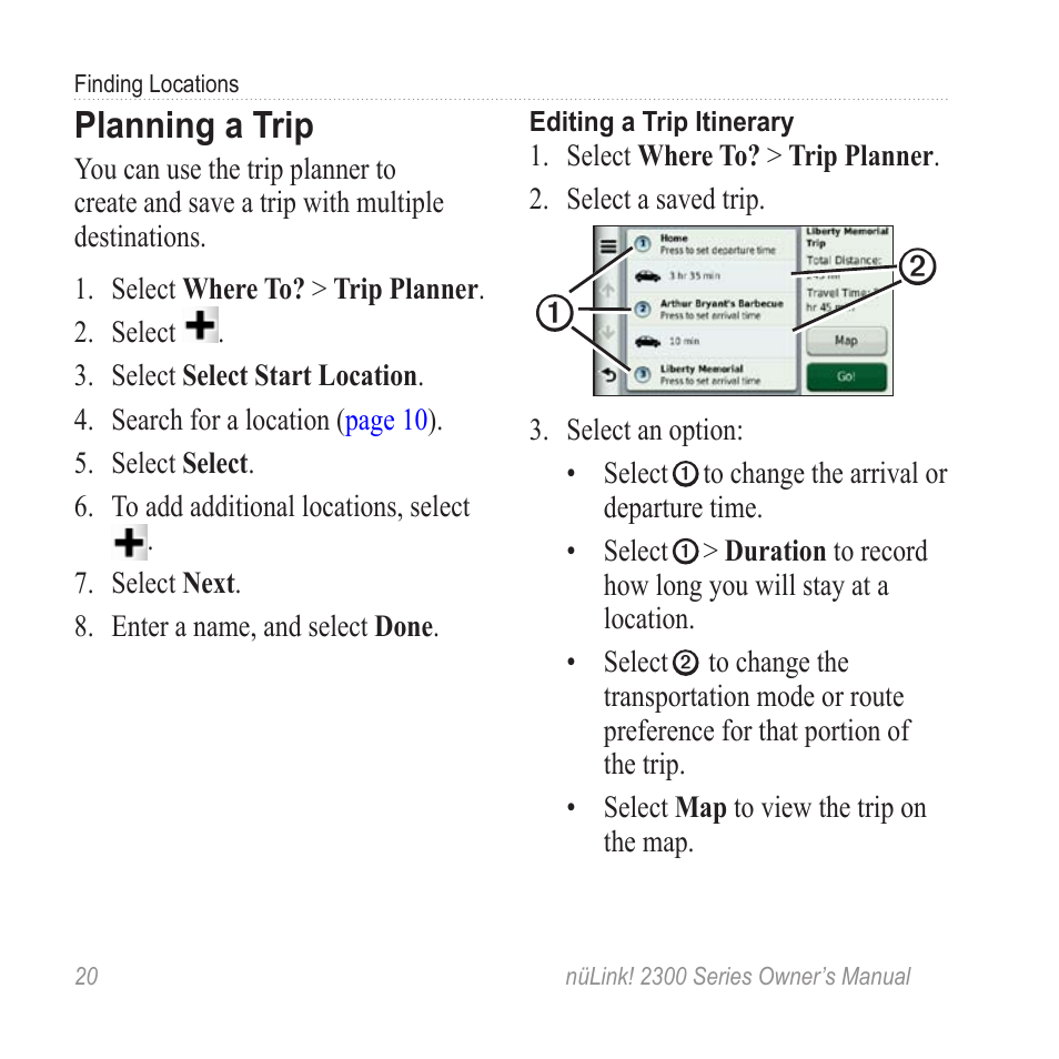 Planning a trip | Garmin nuLink! 2390 User Manual | Page 26 / 86
