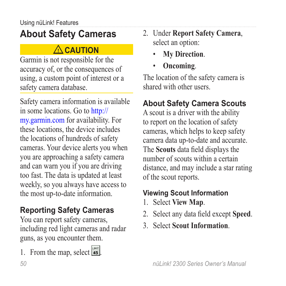 About safety cameras | Garmin nuLink! 2390 User Manual | Page 56 / 86